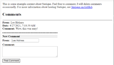 Statique: Simple Self-Hosted Comments for Static Websites